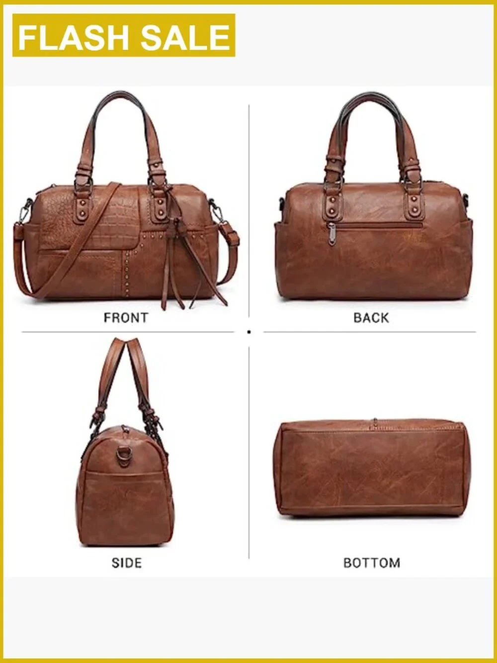 Large Vegan Leather Hobo Satchel Tote Shoulder Bag Purse Handbag